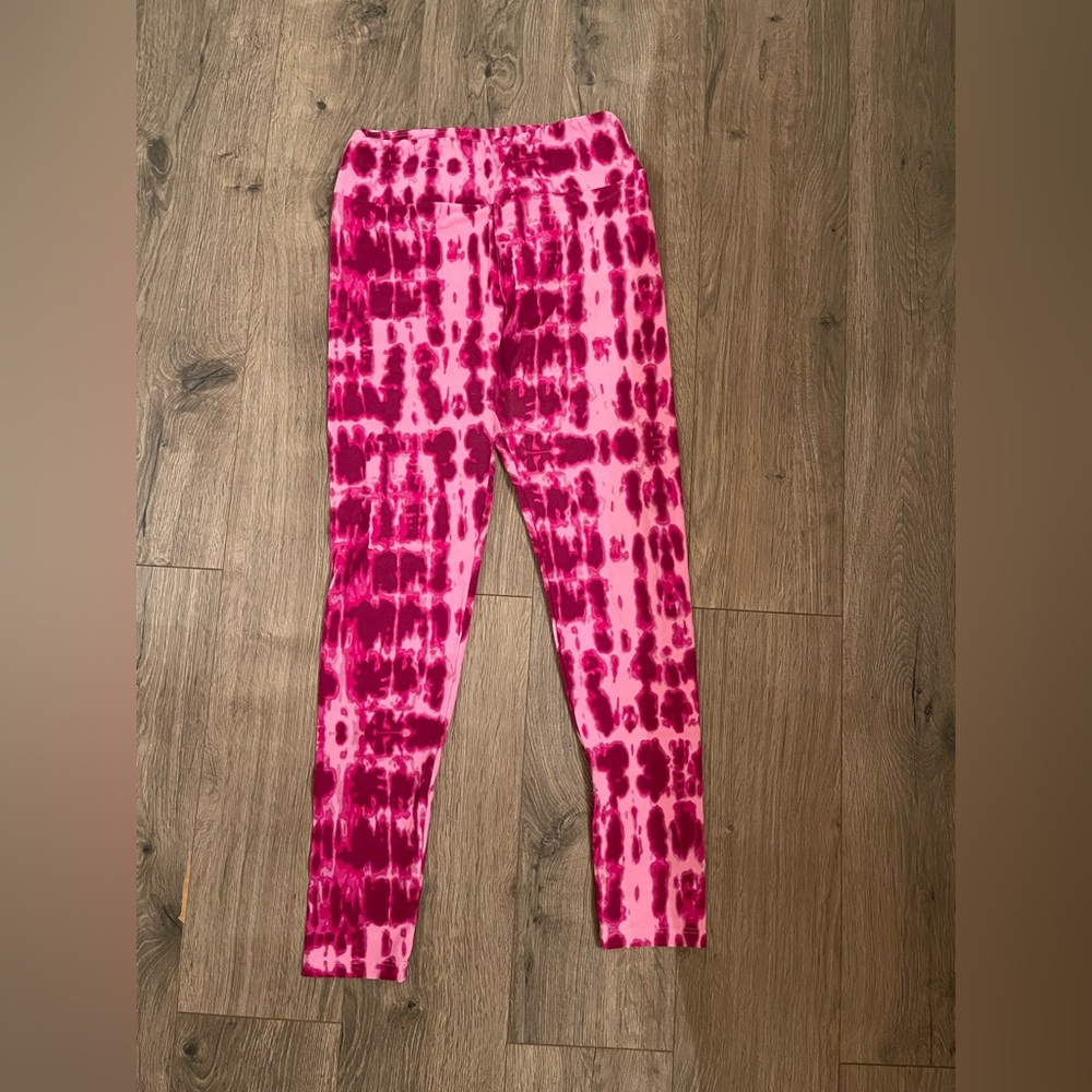 LuLaRoe Pink Tie-Dye Leggings Vibrant Stretchy Full-Length